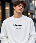 دورس مردانه یقه گرد سه نخ سفید طرح تایپوگرافی پشت چاپ LIONIDAS | Urban Crewneck