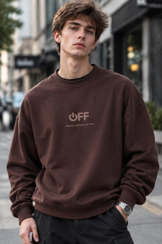 دورس پنبهایسه نخ کژوال مردانه رنگ شکلاتی موکا | Aesthetic Minimal Pullover