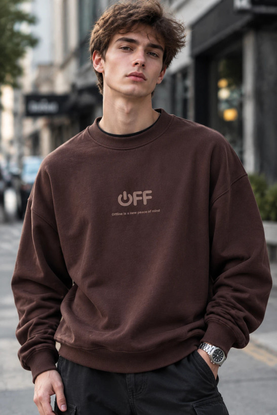دورس پنبهایسه نخ کژوال مردانه رنگ شکلاتی موکا | Aesthetic Minimal Pullover