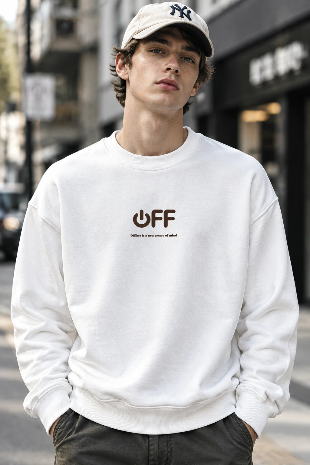 دورس پنبه‌ایسه نخ کژوال مردانه رنگ سفید | Aesthetic Minimal Pullover