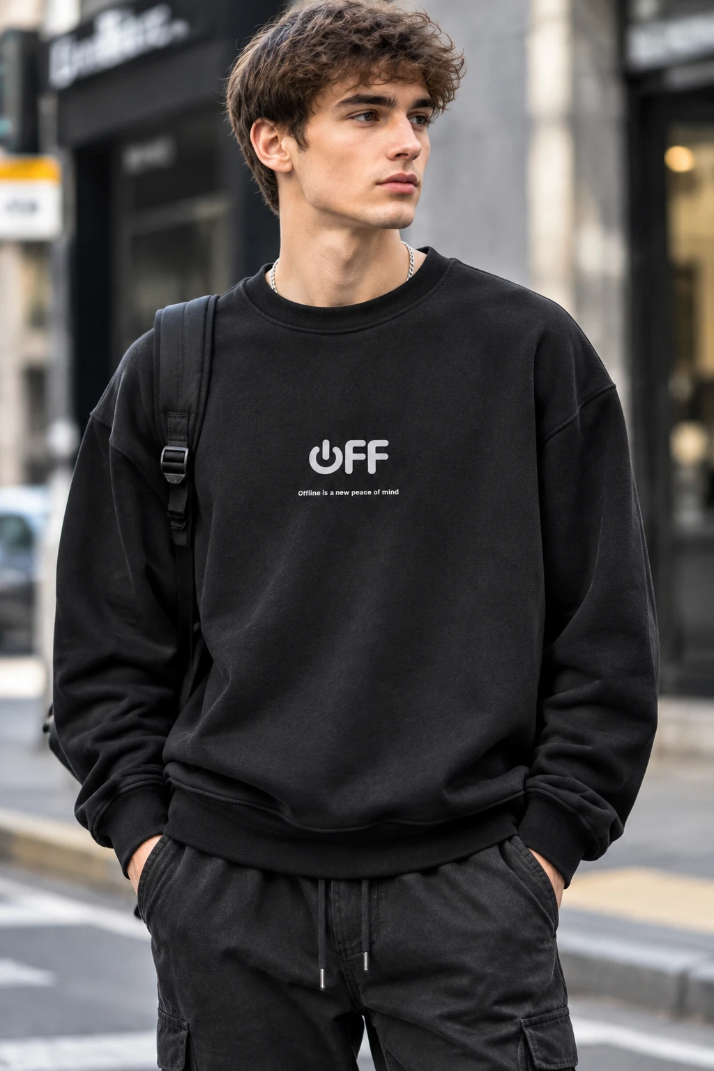 دورس پنبه‌ایسه نخ کژوال مردانه رنگ مشکی | Aesthetic Minimal Pullover