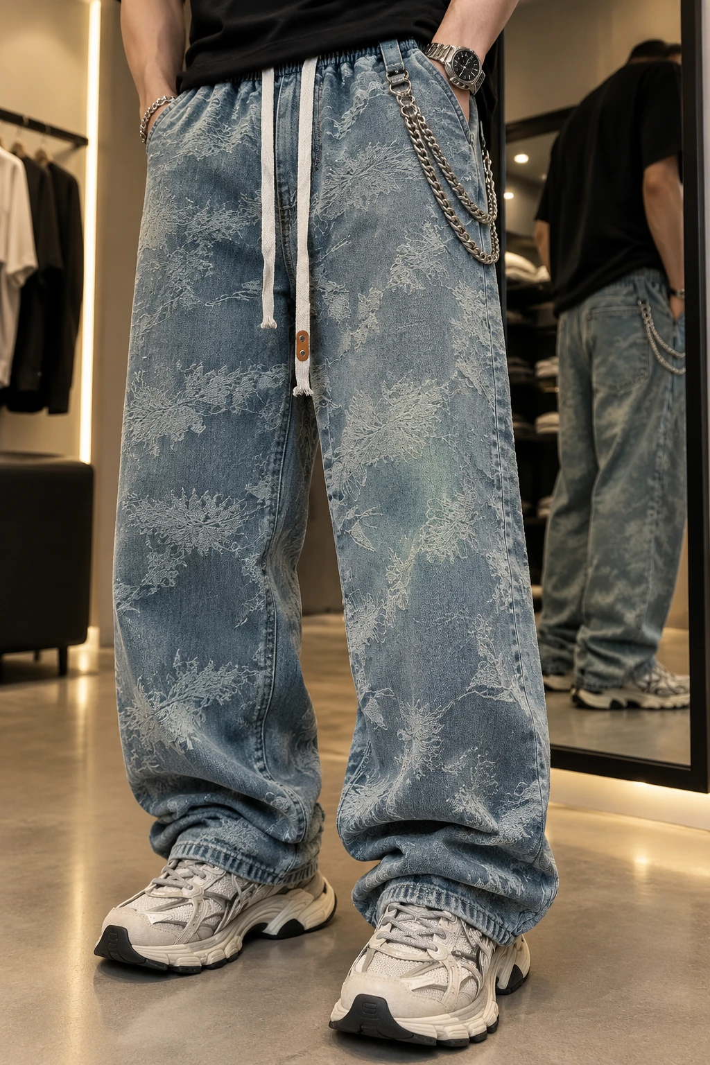 شلوار استریت‌استایل بگ پارچه زنبوری مردانه مستر کوالیتی | Master Quality Baggy Jeans