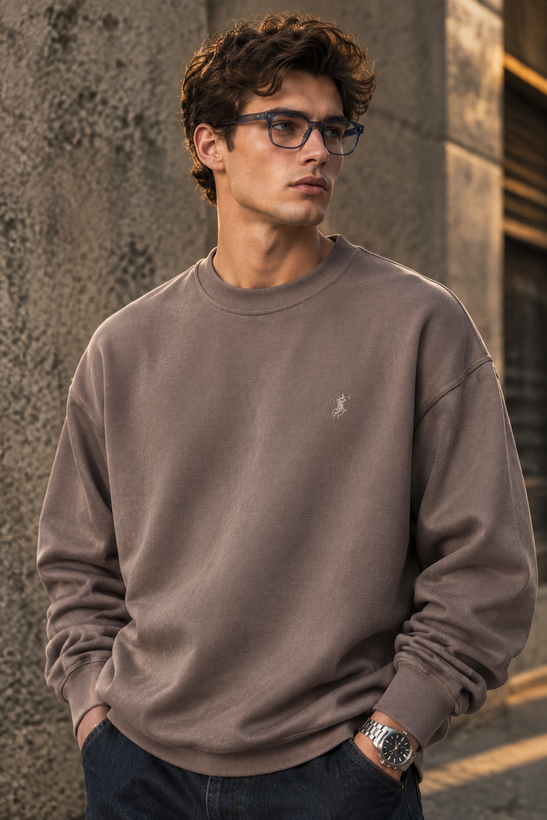 دورس مردانه ماندانا اولد مانی رنگ شکلاتی مستر کوالیتی | Mandana Old Money Crewneck