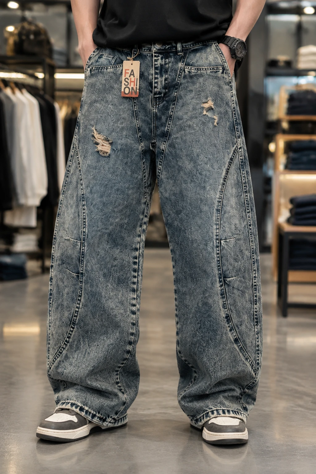 شلوار بالونی مردانه مناسب استایل هیپ‌هاپ Hip-Hop Balloon Fit Jeans یومد