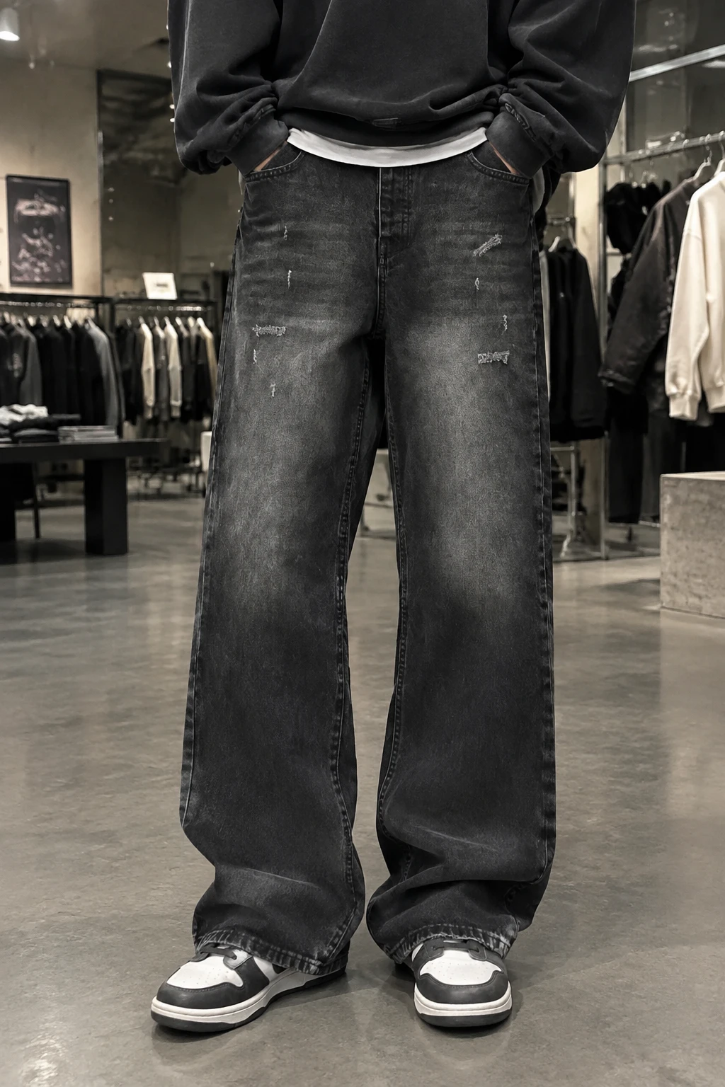 شلوار نیم بگ مردانه استایل روزمره Everyday Distressed Baggy Jeans یومد
