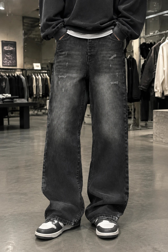 شلوار نیم بگ مردانه استایل روزمره Everyday Distressed Baggy Jeans یومد