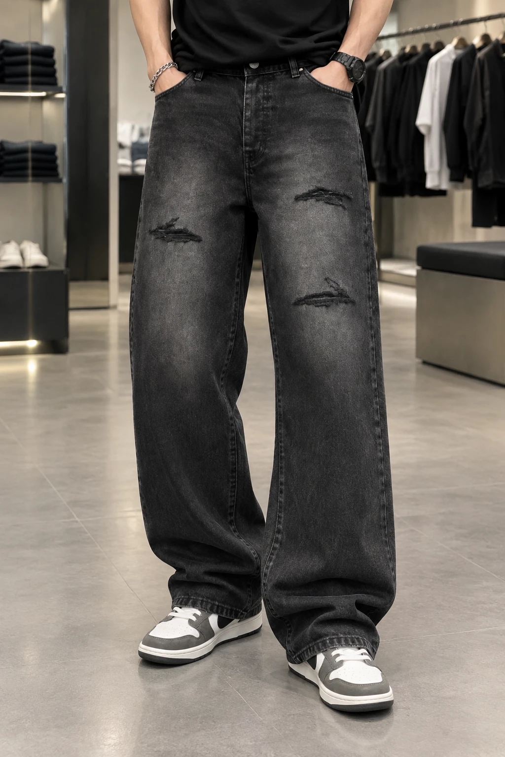 شلوار جین بگ مردانه استایل گرانج برند یومد Grunge Style Baggy Denim