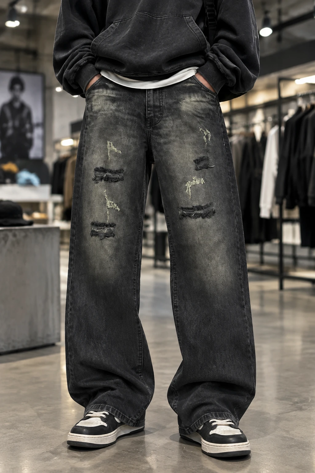 شلوار جین مردانه بگ فیت بلک فید یومد | Umod Streetwear Baggy